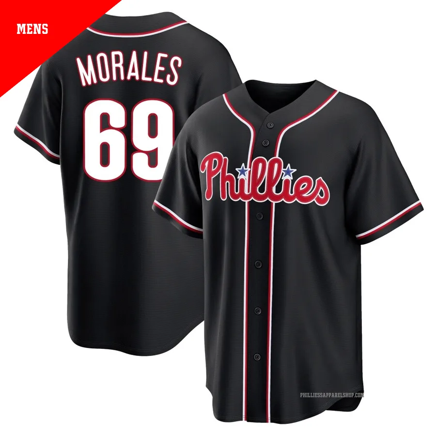 Philadelphia Phillies ＃69 Francisco Morales Men's Black Replica Fashion Out Jersey