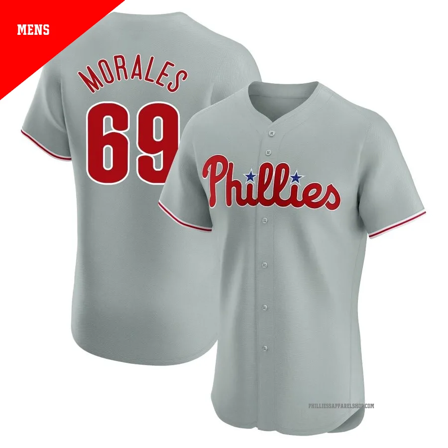 Philadelphia Phillies ＃69 Francisco Morales Men's Gray Elite Road Jersey