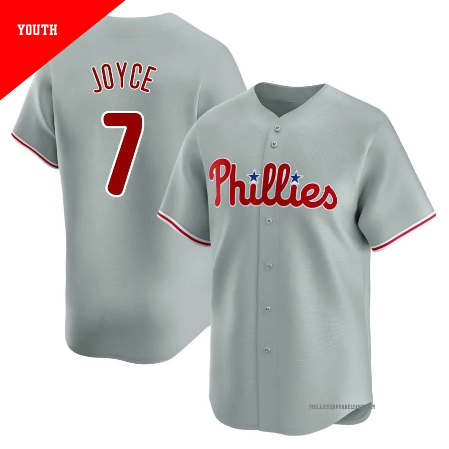 Philadelphia Phillies ＃7 Matt Joyce Youth Gray Limited Away Jersey