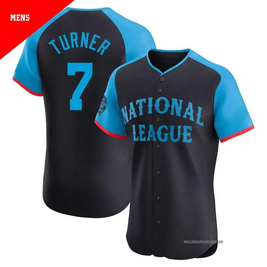 Philadelphia Phillies ＃7 Trea Turner Men's Navy Elite National League 2024 All-Star Game Jersey