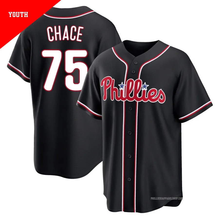 Philadelphia Phillies ＃75 Moises Chace Youth Black Replica Fashion Out Jersey