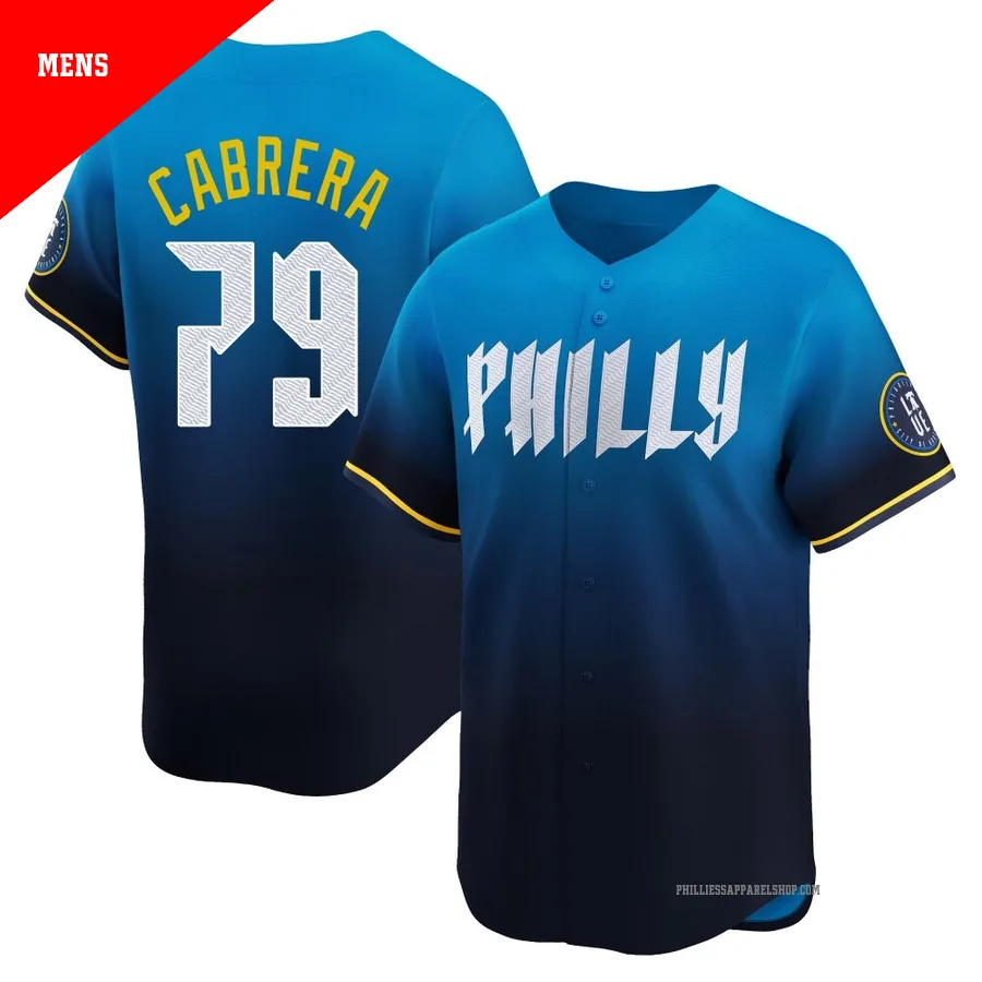 Philadelphia Phillies ＃79 Jean Cabrera Men's Blue Limited 2024 City Connect Jersey