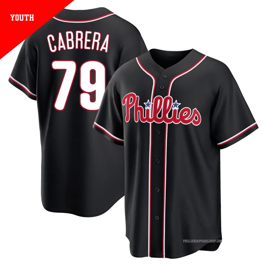 Philadelphia Phillies ＃79 Jean Cabrera Youth Black Replica Fashion Out Jersey