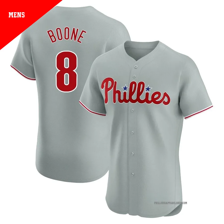 Philadelphia Phillies ＃8 Bob Boone Men's Gray Elite Road Jersey
