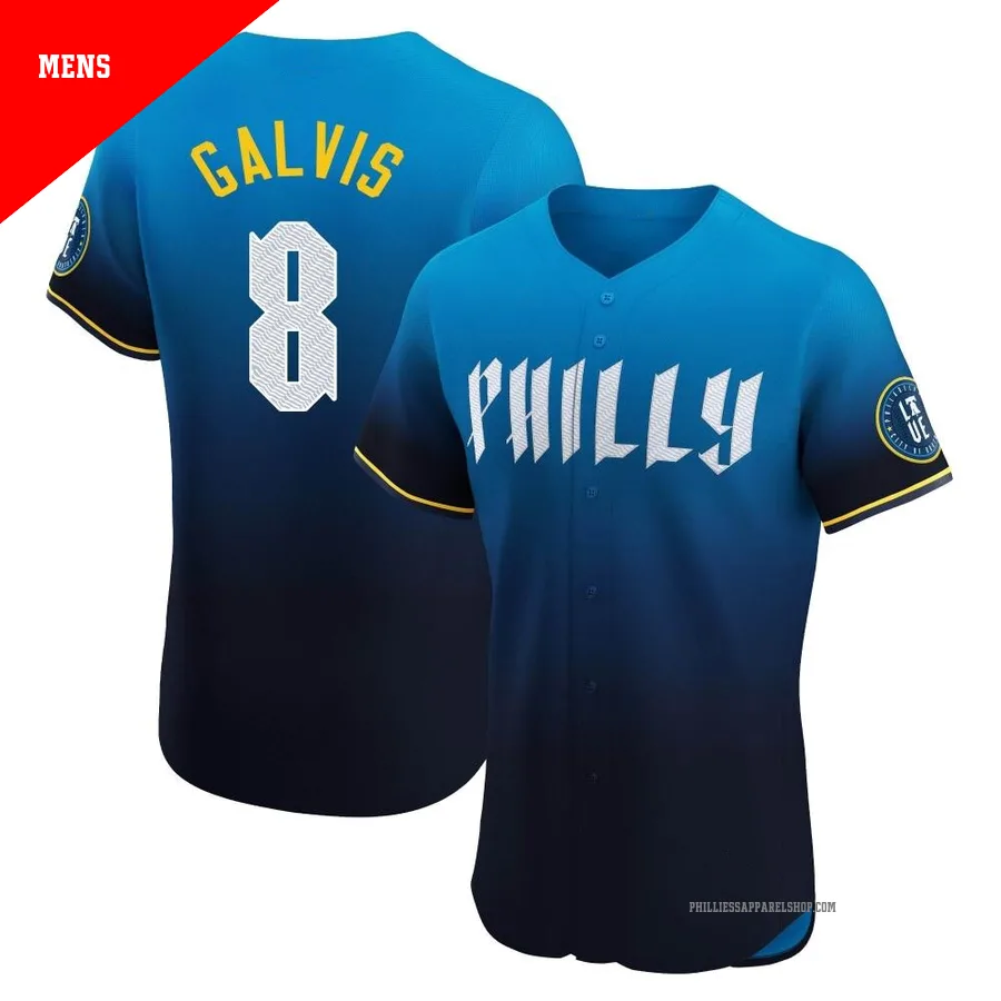 Philadelphia Phillies ＃8 Freddy Galvis Men's Blue Elite 2024 City Connect Jersey