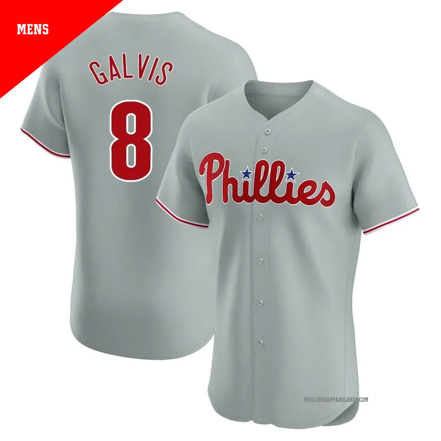 Philadelphia Phillies ＃8 Freddy Galvis Men's Gray Elite Road Jersey
