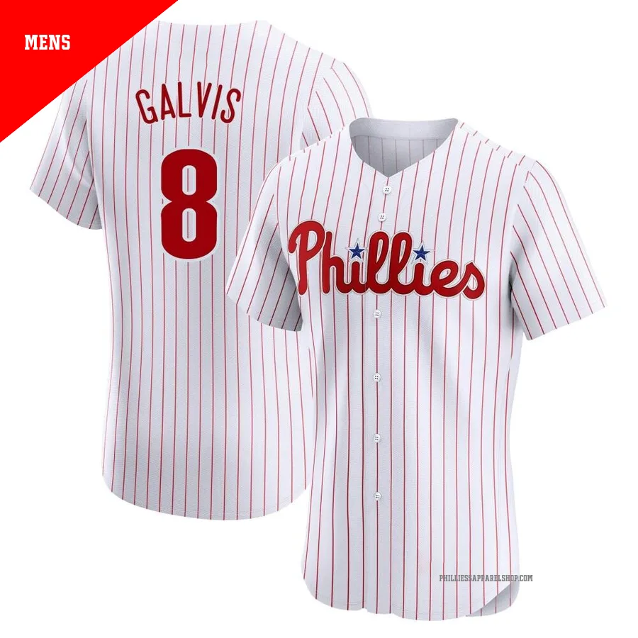 Philadelphia Phillies ＃8 Freddy Galvis Men's White Elite Home Jersey