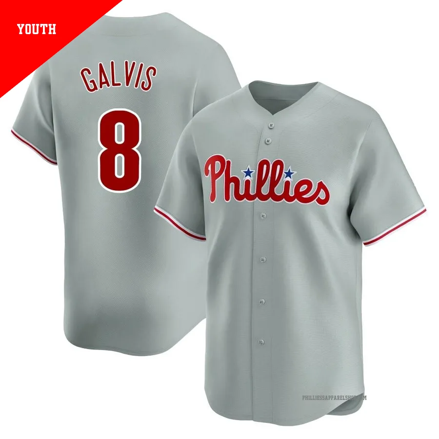 Philadelphia Phillies ＃8 Freddy Galvis Youth Gray Limited Away Jersey