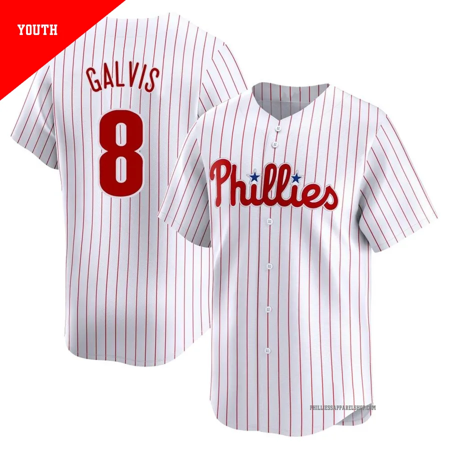 Philadelphia Phillies ＃8 Freddy Galvis Youth White Limited Home Jersey