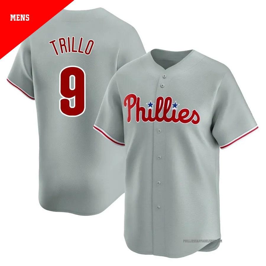 Philadelphia Phillies ＃9 Manny Trillo Men's Gray Limited Away Jersey