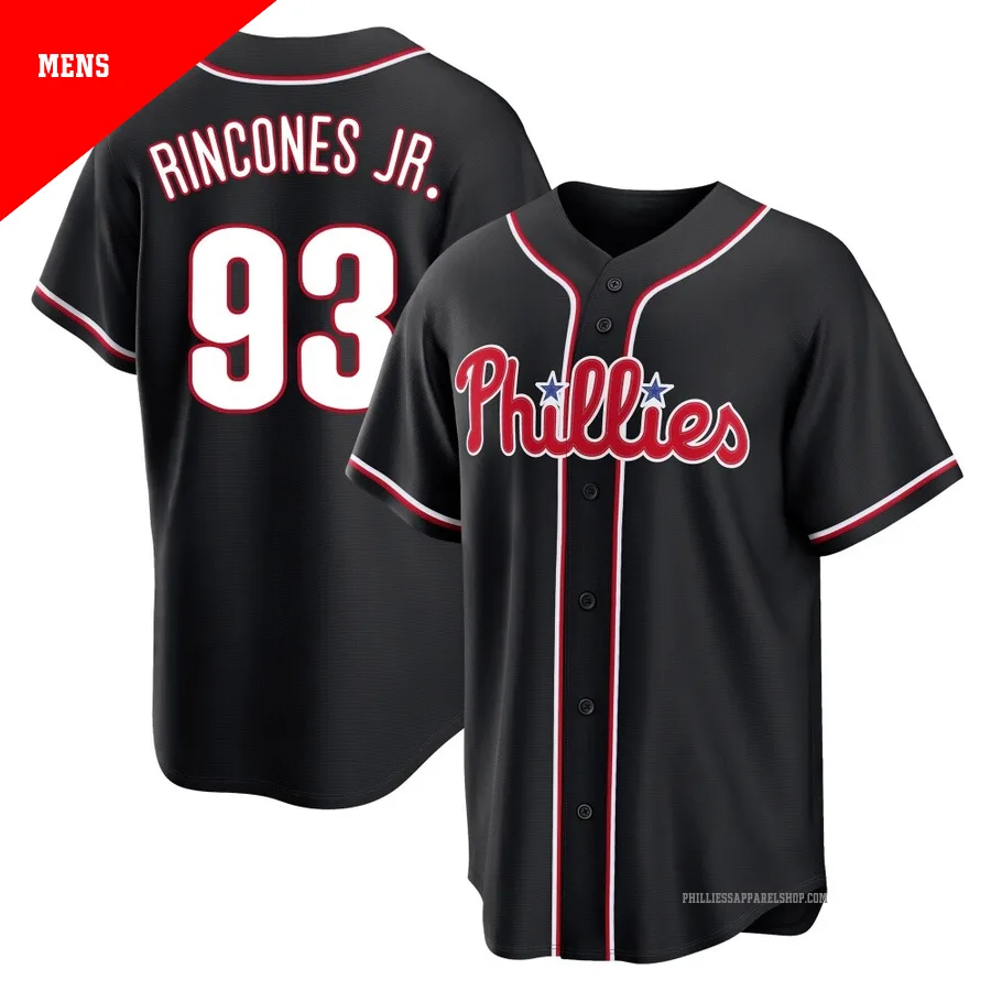 Philadelphia Phillies ＃93 Gabriel Rincones Jr. Men's Black Replica Fashion Out Jersey