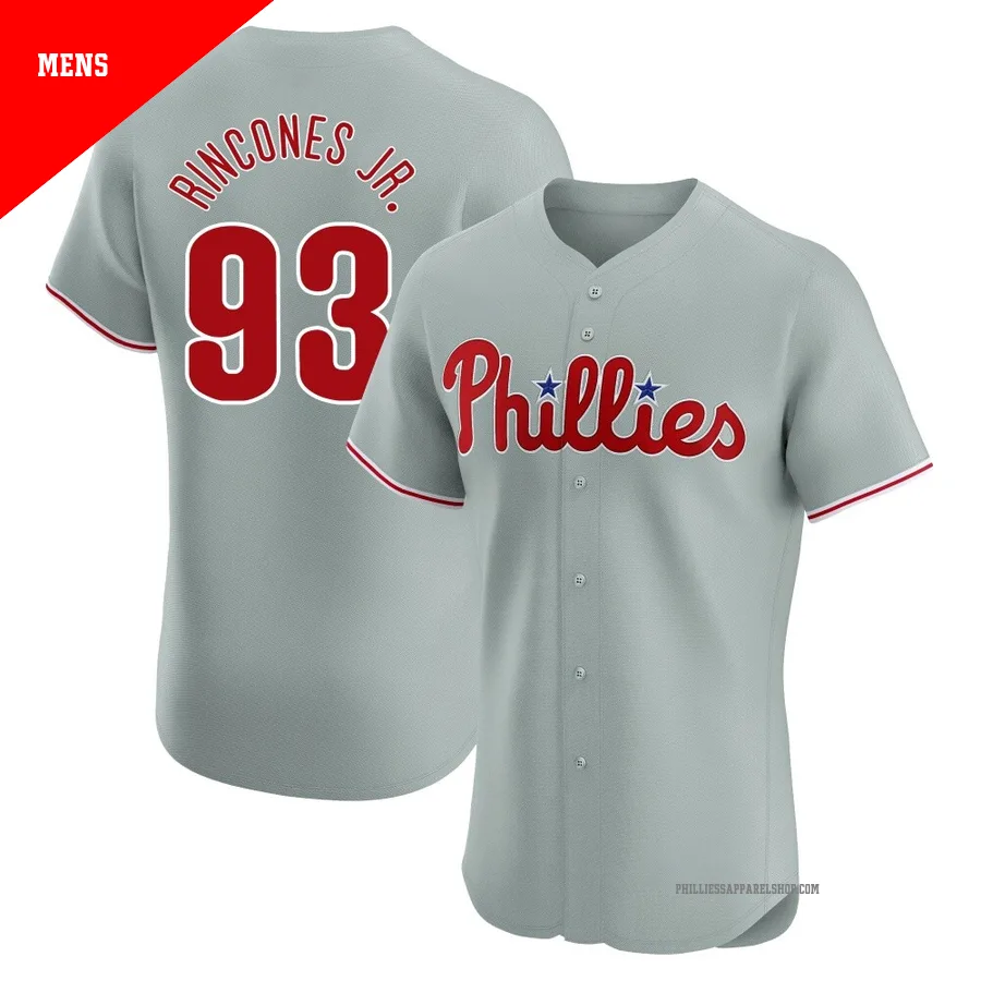 Philadelphia Phillies ＃93 Gabriel Rincones Jr. Men's Gray Elite Road Jersey