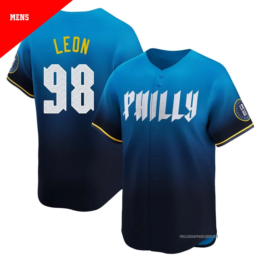 Philadelphia Phillies ＃98 Pedro Leon Men's Blue Limited 2024 City Connect Jersey