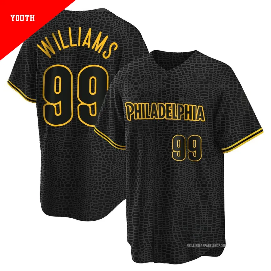Philadelphia Phillies ＃99 Mitch Williams Youth Black Replica Snake Skin City Jersey