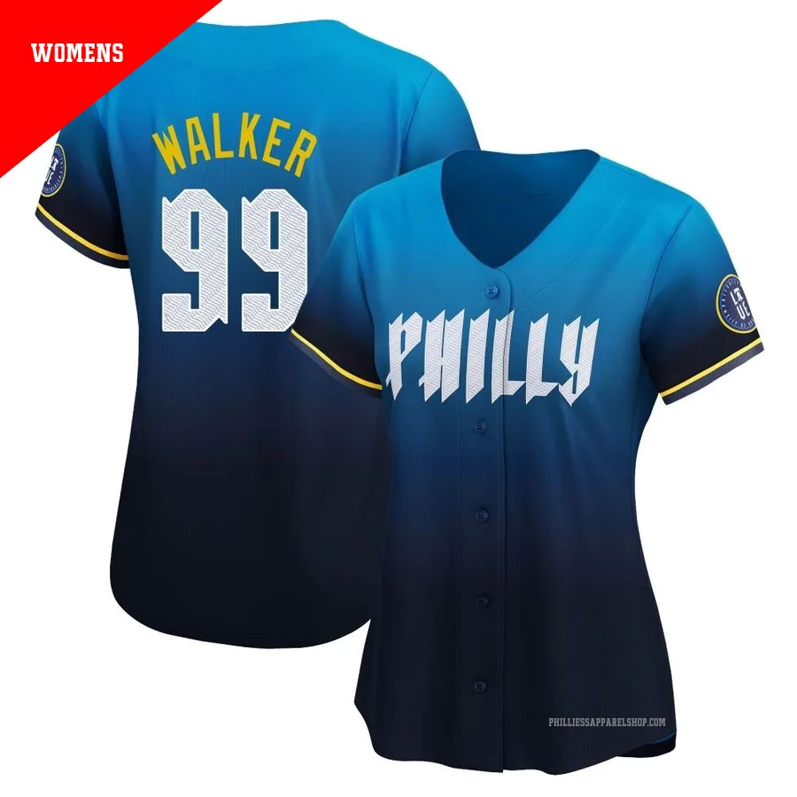 Philadelphia Phillies ＃99 Taijuan Walker Women's Blue Limited 2024 City Connect Jersey